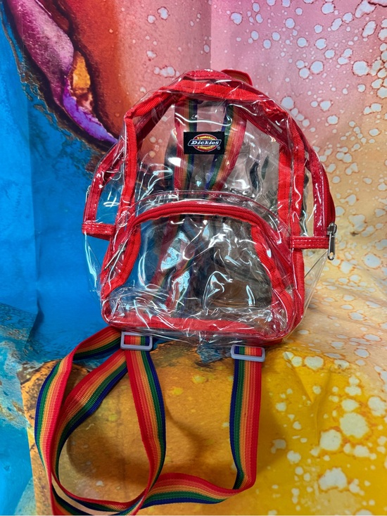 Dickies Handbags - Dickies Clear Mini Backpack with Red Trim and Rainbow Straps
